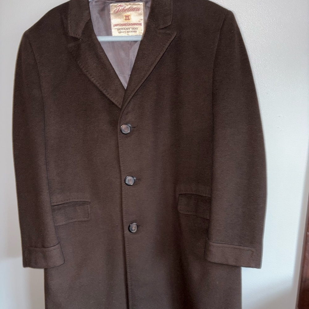 Vintage Tibetan Brown 100% Cashmere Blend Men's Pea Coat